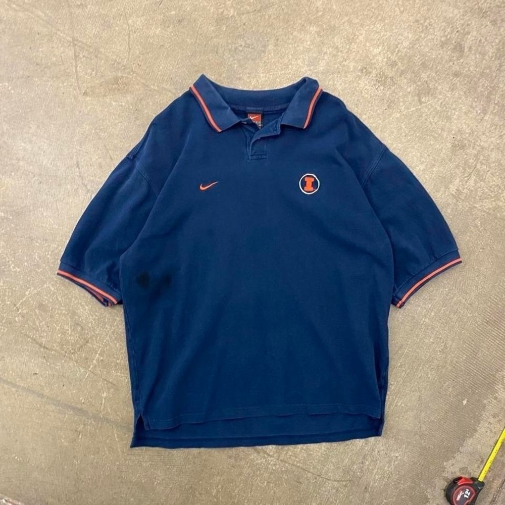 Vintage 90s University of Illinois Illini Nike Polo Golf Shirt Size Large